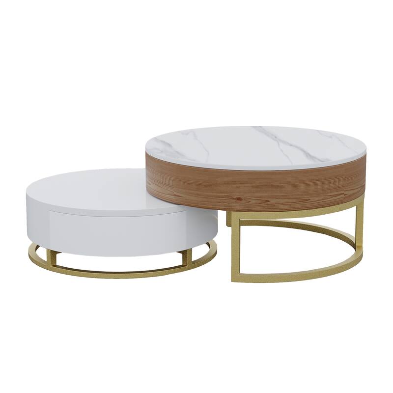 Round Coffee Table White with Storage LiftTop Wood Coffee Table Lifts