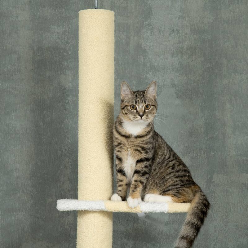 4-Tier Tall Cat Tower, Floor to Ceiling Cat Tree, Height Adjustable 87 - 103 Inch with Plush Platforms, Sisal Scratching Posts