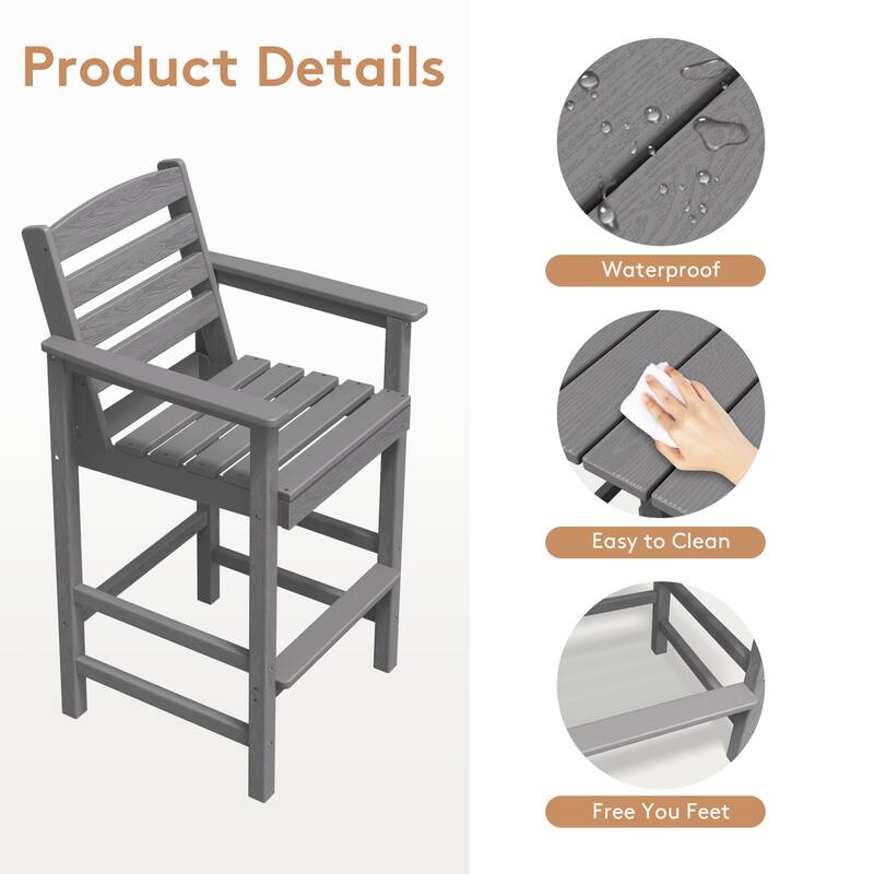 Plastic Tall adirondack Chair Set Of 5-Piece Patio Conversation Set