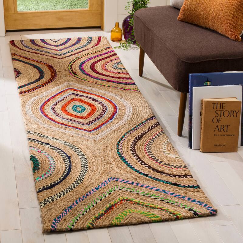 SAFAVIEH Handmade Cape Cod Xaviera Coastal Jute Rug - 2'3" x 8' Runner - Natural/Multi