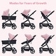 preview thumbnail 14 of 25, 2-in-1 Baby Stroller Travel Stroller Reversible Recliner Stroller Bassinet Stroller with Convenient One-Handed - N/A