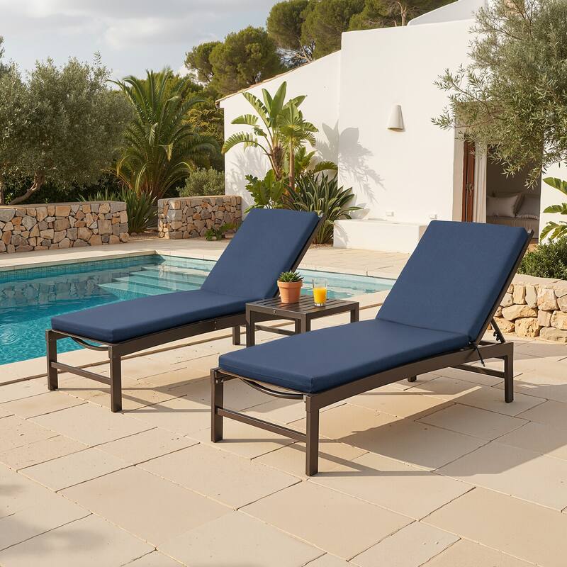 Outdoor Patio Chaise Lounge Chair Cushion - 71.65 inches - 2PC - NEW Navy Blue