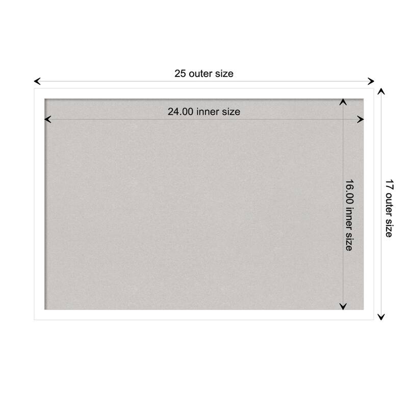 Svelte Wood Framed Grey Corkboard Bulletin Board - Svelte White - Board Size 24x16