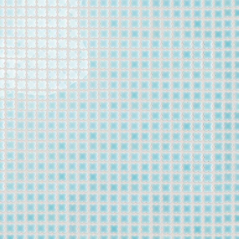 Merola Tile Fioretti Glossy Powder Blue 12" x 12" Porcelain Mosaic Floor and Wall Tile