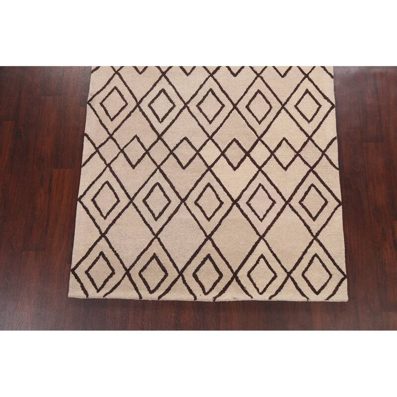Trellis Geometric Contemporary Oriental Area Rug Wool Hand-tufted - 5'0" x 8'0"