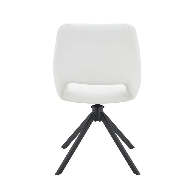 Faux Leather Dining Chairs Set of 4, Swivel Dining Room Chair, Metal Frame Kitchen Chairs