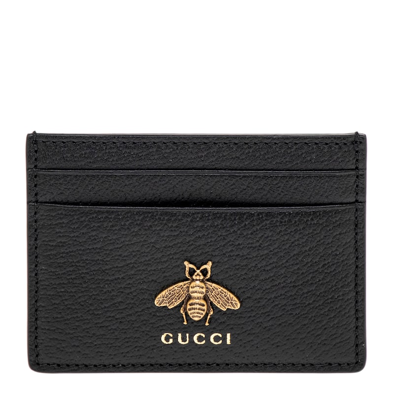 Gucci Animalier Leather Card Case - Black