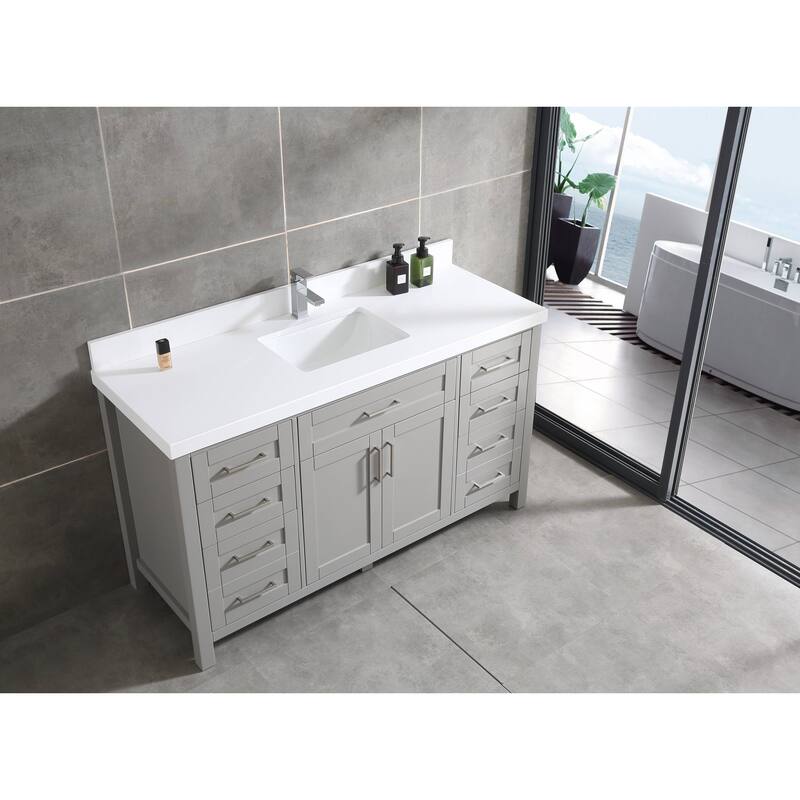 Willow Collections 60 in. W x 22 in. D Chicago Single Bowl Sink Bathroom Vanity with Countertop