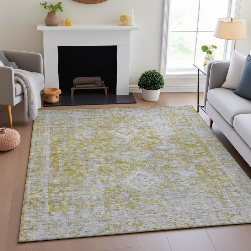 Premium Washable Super Soft Vintage Traditional Mayfield Rug - Gold - 5' x 7'6"