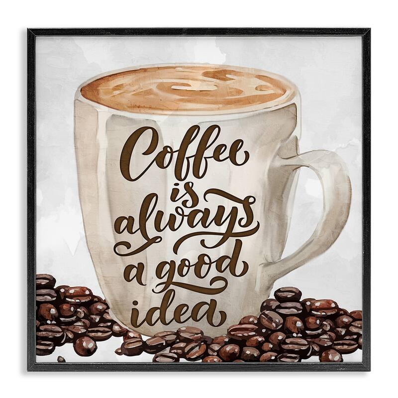 Stupell Coffee Phrase Classic Mug Framed Giclee Art Design By Kim Allen - 24 x 24 - Black