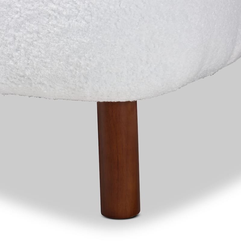 Cabrera Contemporary Boucle Upholstered Wood Accent Chair-White