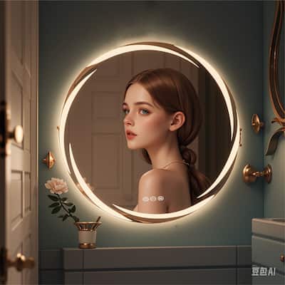 Unique LED Illuminated Round Bathroom Vanity Mirror Anti-Fog Dimmable