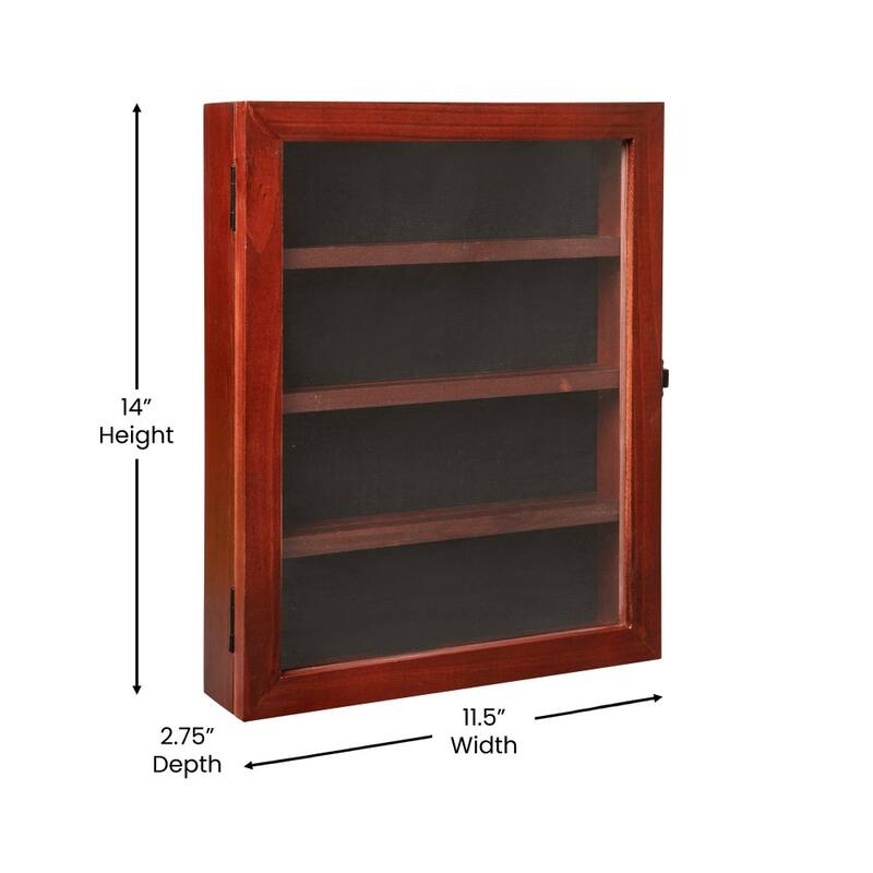 Wooden Medals Display Case with Removable Shelves
