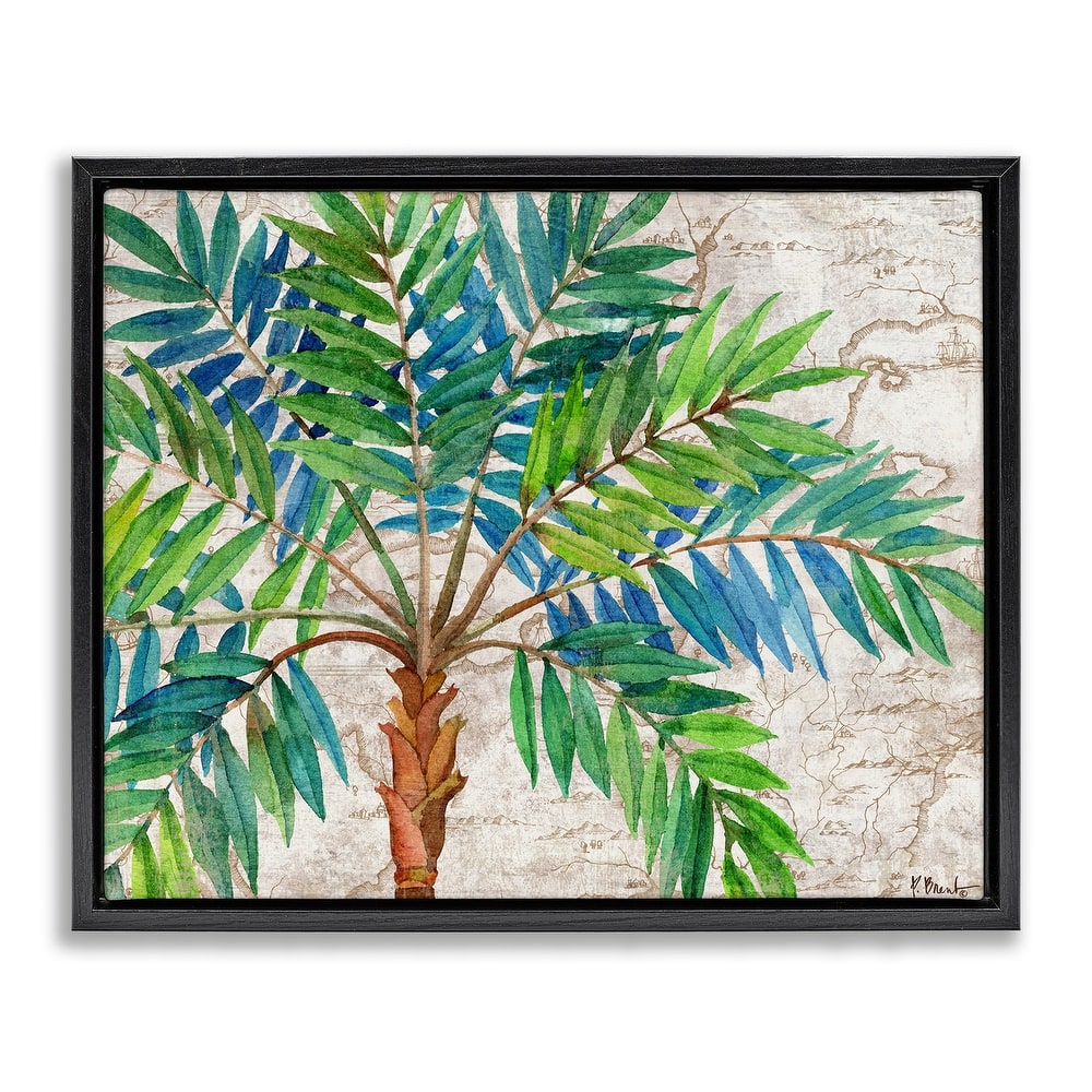 Stupell Aqueous Palm Tree Framed Floater Canvas Wall Art Design By Paul Brent