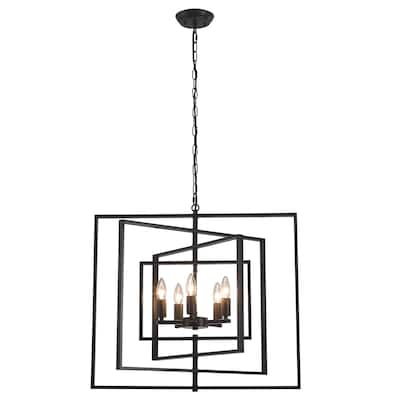 25.59inch 5 Lights Modern Chandelier with 4 Metal Frames 360 Degree Adjustable for Different Rooms