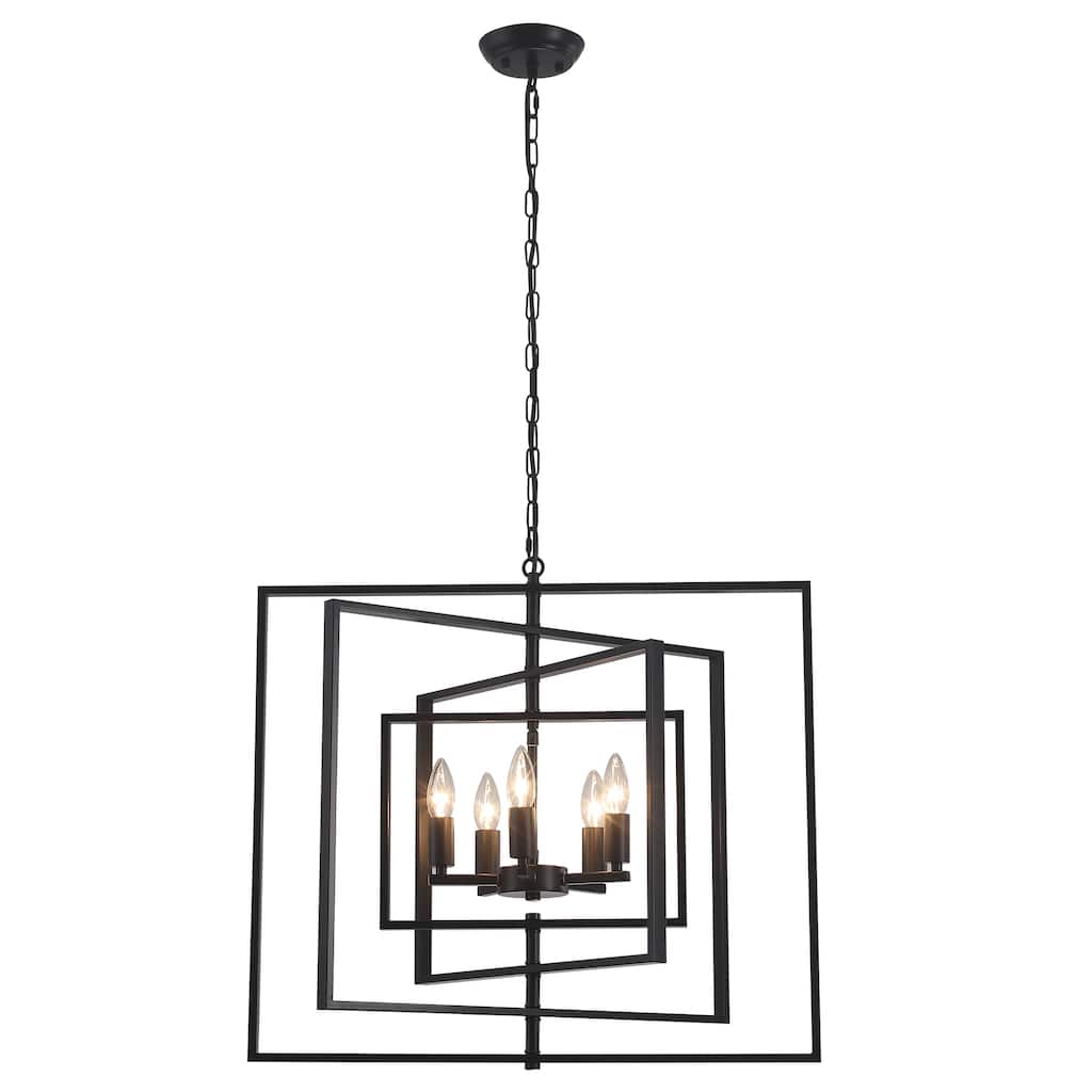 25.59inch 5 Lights Modern Chandelier with 4 Metal Frames 360 Degree Adjustable for Different Rooms