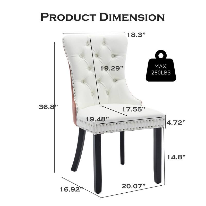 Tufted Naliheads Solid Wood Upholstered Dining Chairs (Set of 8)