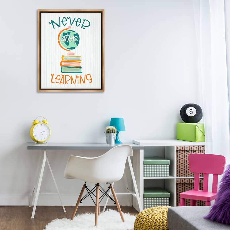 Stupell Never Stop Learning Framed Floater Canvas Wall Art Design By Mandy Ford Art + Illustration