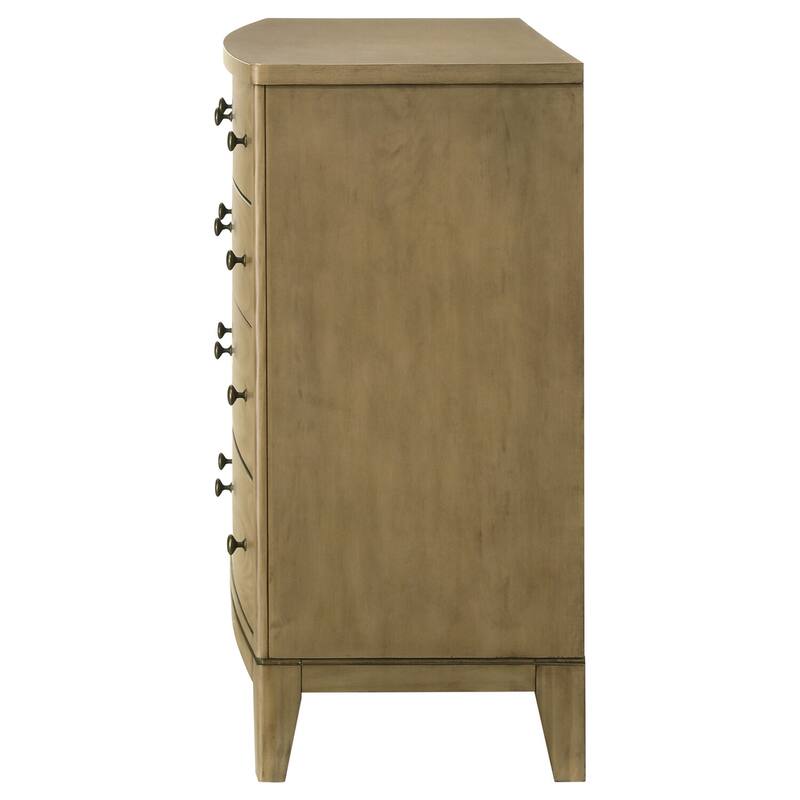 8-Drawer Natural Pine Dresser Cabinet with Rustic Modern Finish, Spacious Storage, and Smooth Glide Hardware