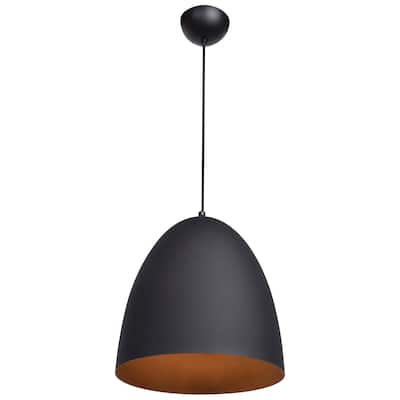 Access Lighting Nostalgia 1-light Round Dome Pendant with Matte Black Outer/Matte Gold Inner Shade