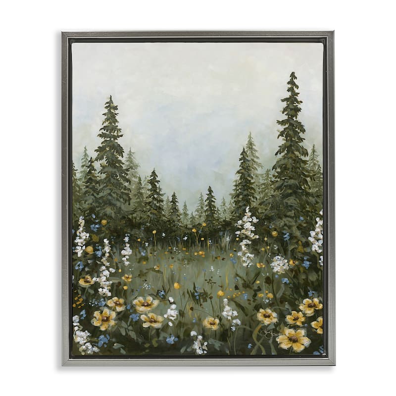 Stupell Forest Meadow Clearing Framed Floater Canvas Wall Art Design By Hollihocks Art - 17 x 21 - Grey