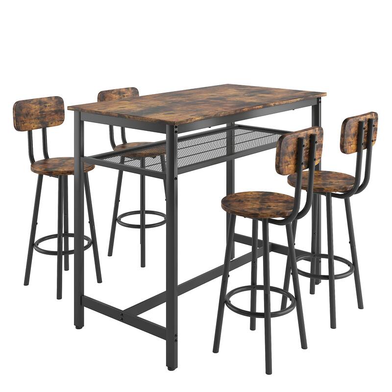 5-Piece Kitchen Counter Height Table Set, Bar Table with 4 Chairs