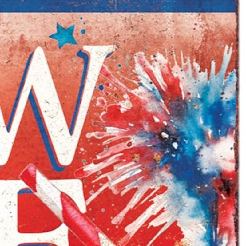 HomeRoots 36" Red White And Blue Solid Wood Welcome Patriotic Reversible Porch Sign