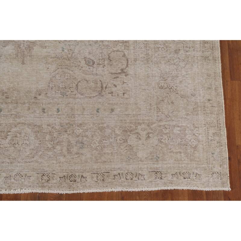 Distressed Tabriz Persian Antique Area Rug Handmade Wool Carpet - 6'8"x 9'2"