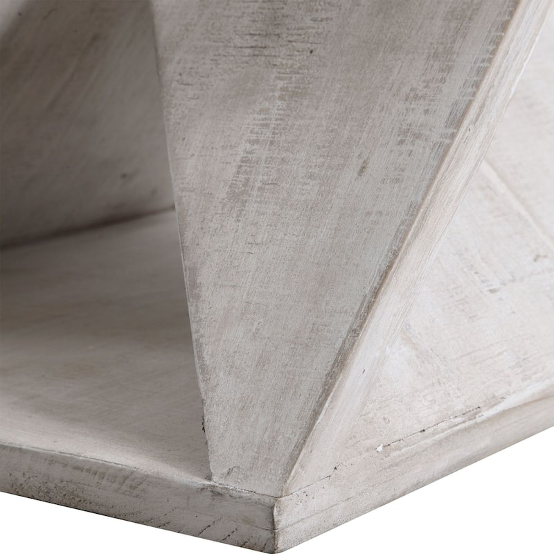 Uttermost Benue 17" Wide Coastal Ottoman with White Washed Fir Wood