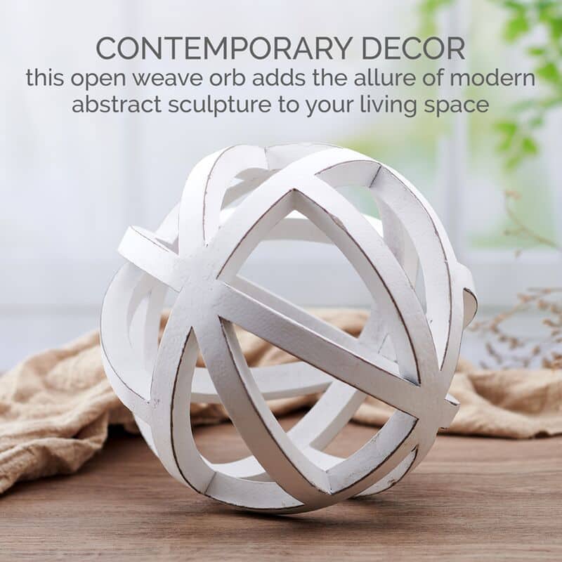 Elements White Open Weave Orb, 8 Inch