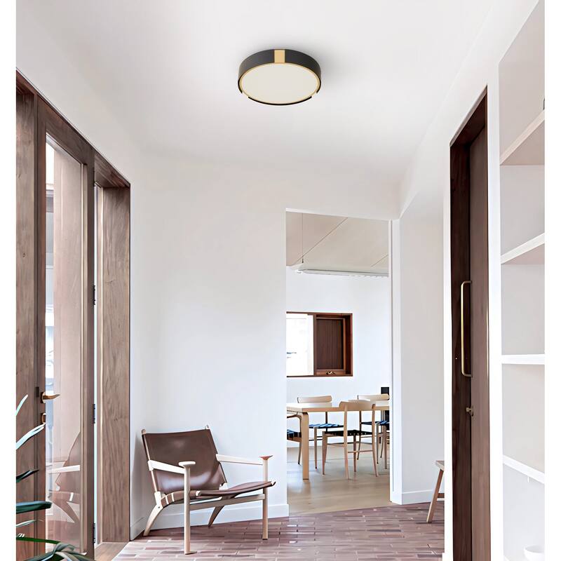 Ember 13" Matte Black Brass LED Flush Mount Ceiling Light