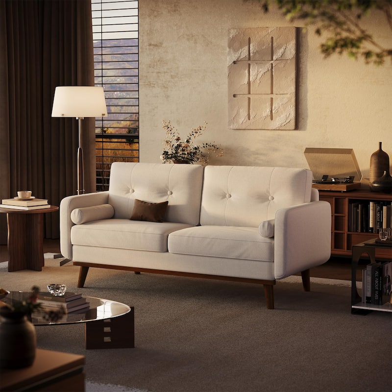 64" Loveseat Sofa, Mid Century Modern Couch Comfy Love Seat Couches for Living Room