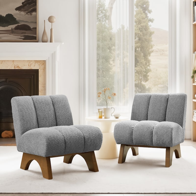 Art Leon Set of 2 Comfortable Armless Accent Chair Sectional - Grey