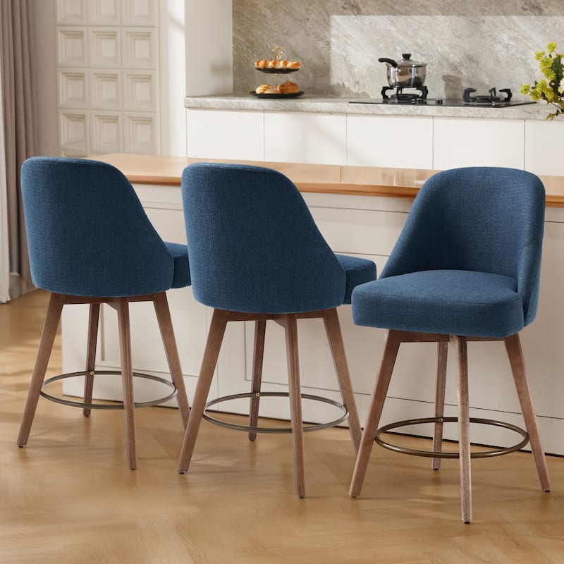 26" Counter Height Swivel Bar Stool, Upholstered Counter Stools - 39.37" (H) x 22.44" (D) x 21.65" (W)