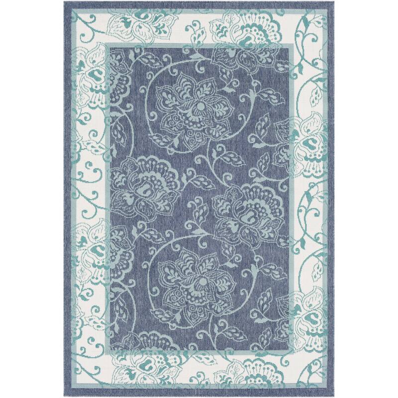 Janelle Indoor/Outdoor Transitional Floral Border Area Rug