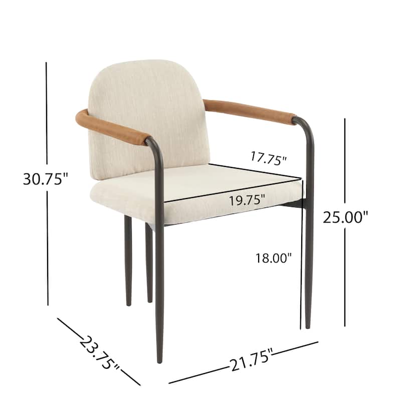Christopher Knight Home - Modern 5 Piece Wood Top Dining Set with Iron Base Upholstered Chairs