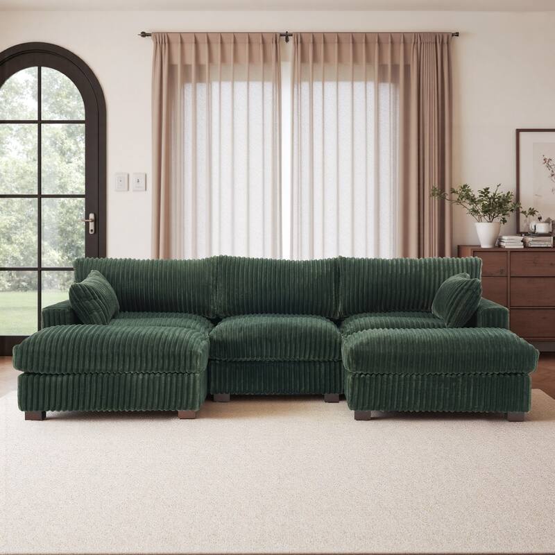 Modren Plush Oversized Modular Sectional Sofa Set with Chaise&Ottoman.