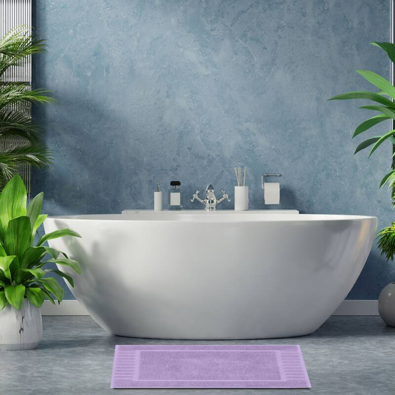 White Classic Luxury Cotton Bath Mat 22x34 Set of 2