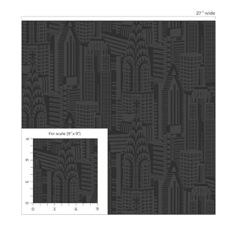 Seabrook Designs Manhattan Skyline Nonwoven Unpasted Wallpaper