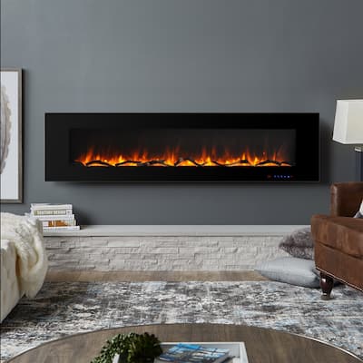 42-72" Wall Mounted Fireplace with Overheating Protection