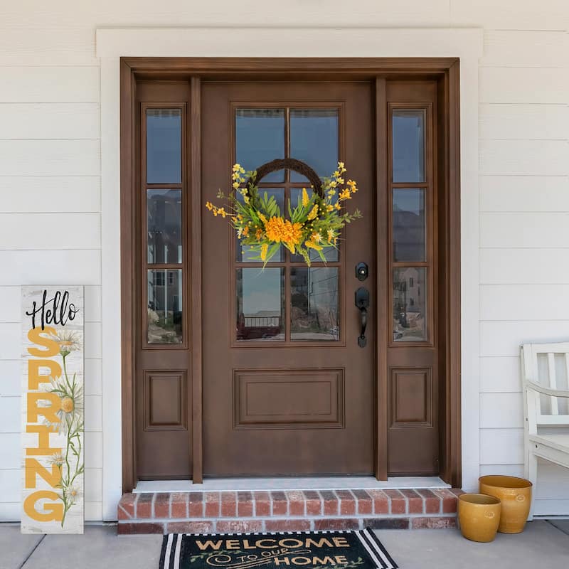 Peonies Artificial Fall Harvest Twig Wreath, 22-Inch, Unlit