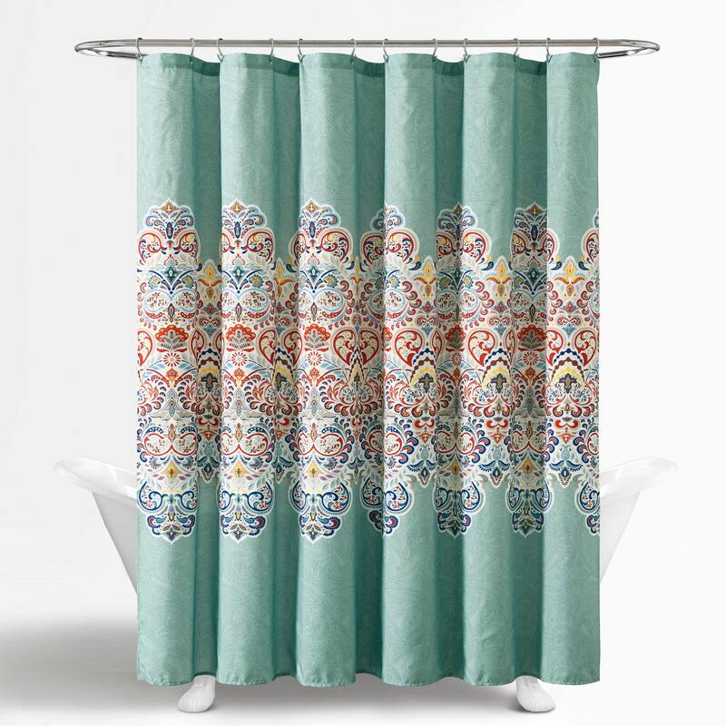 Lush Decor Boho Chic Shower Curtain with Peva Lining and Rings Set