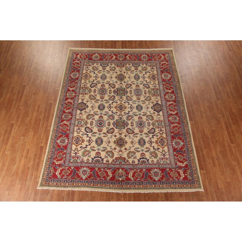Ivory Kazak Area Rug Handmade Wool Carpet - 8'10"x 11'6"