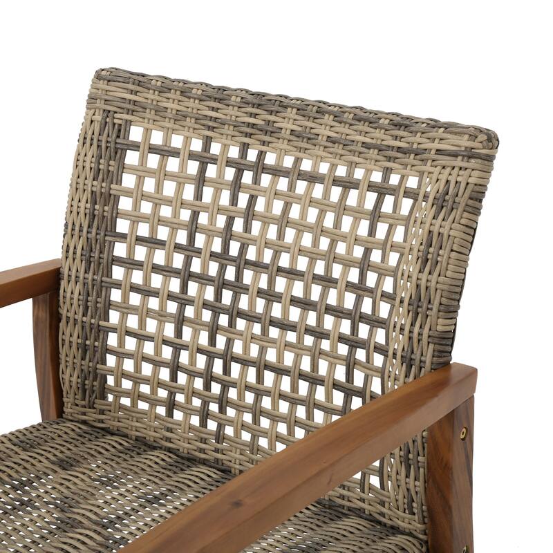 Hampton Outdoor 5-piece Wood and Wicker Sofa Chat Set by Christopher Knight Home