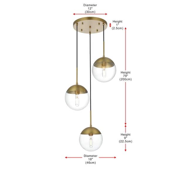 Elegant Lighting Eclipse 3 Light 18" Wide Multi Light Pendant with