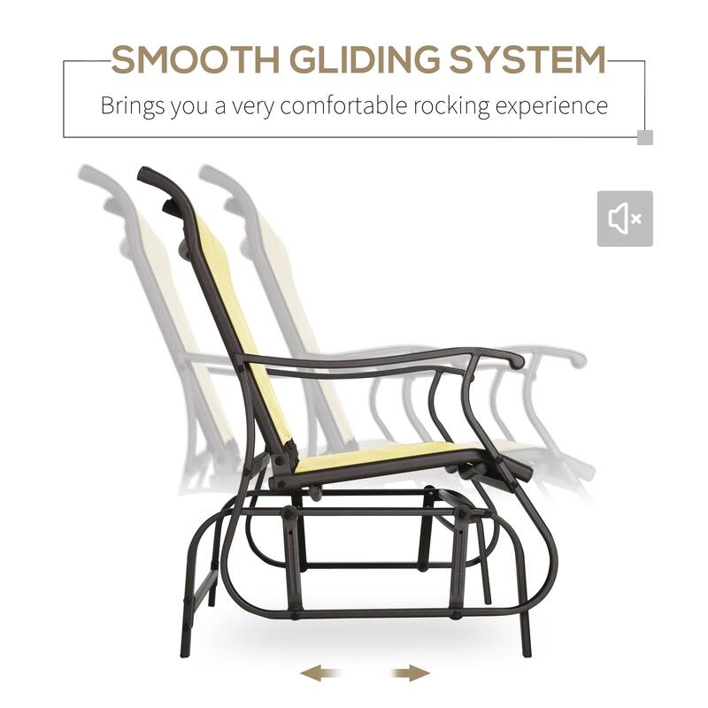 Outsunny 2-Person Outdoor Glider Bench with Powder Coated Steel Frame，2 Seats Porch Rocking Glider for Backyard, Lawn, Garden