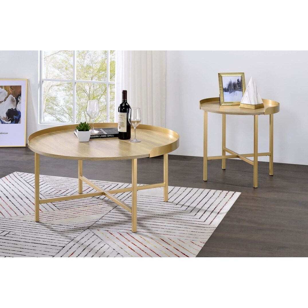Oak and deals gold coffee table