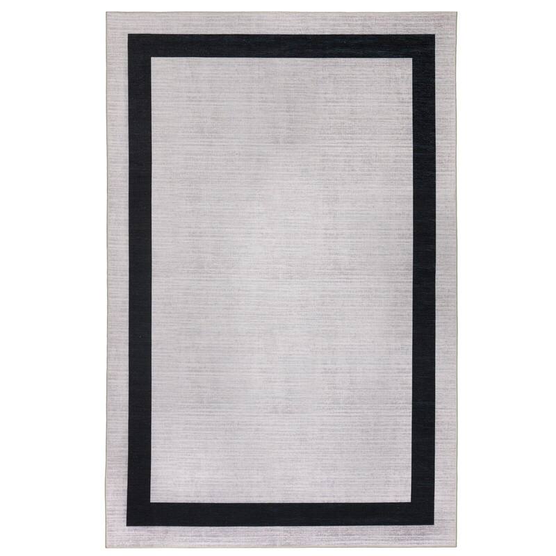 Machine Washable Area Rug With Non Slip Backing - Everest Geometric Modern Border Design