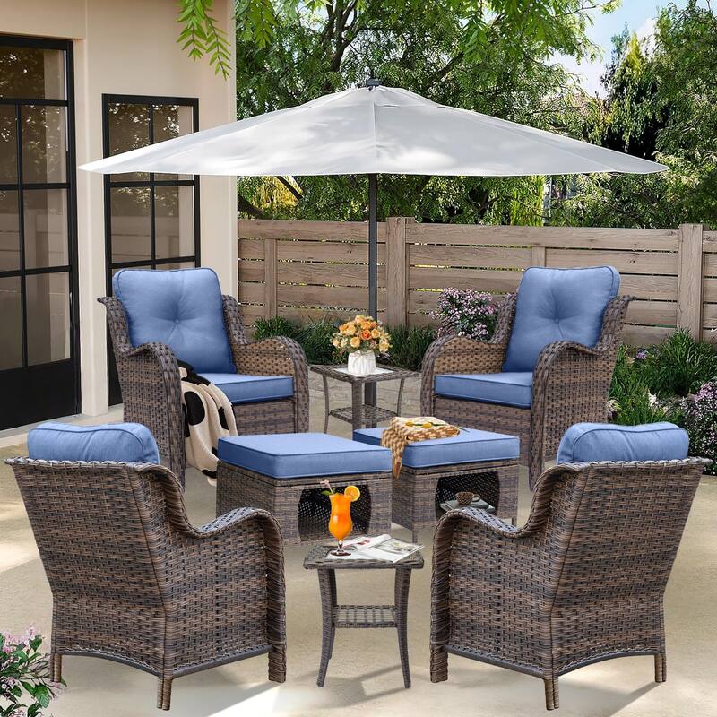 High Back Brown Wicker Outdoor Patio Conversation Seating Sets
