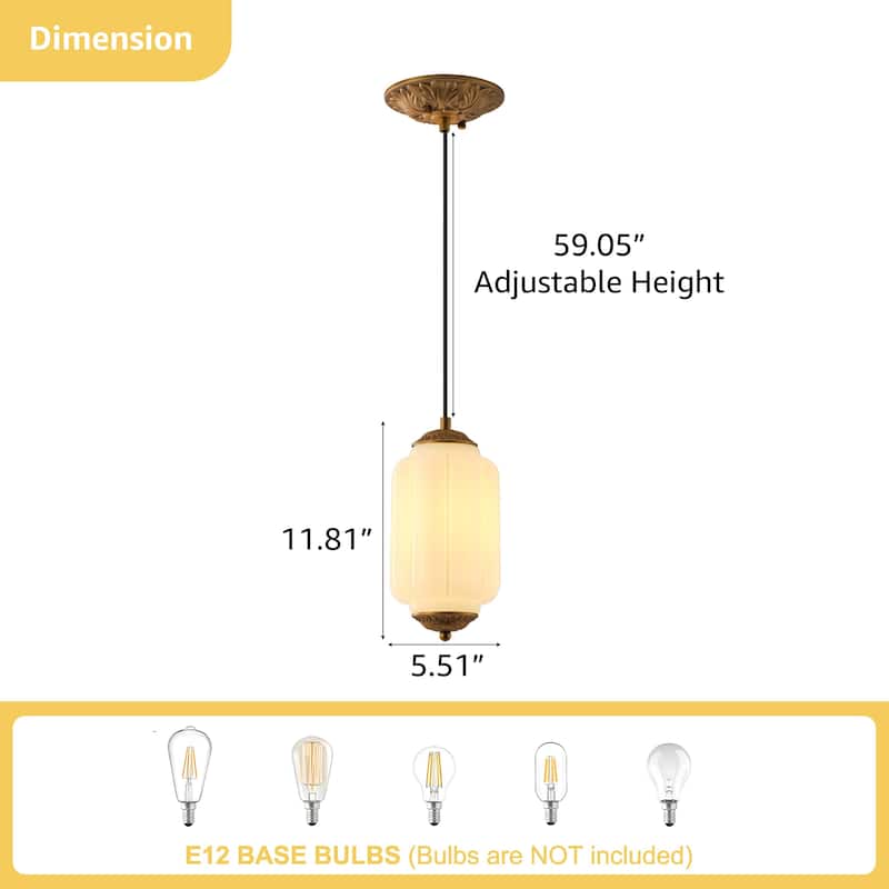 Starsky 1-Light Retro Pumpkin Shaped Slim Cylindrical Glass Pendant